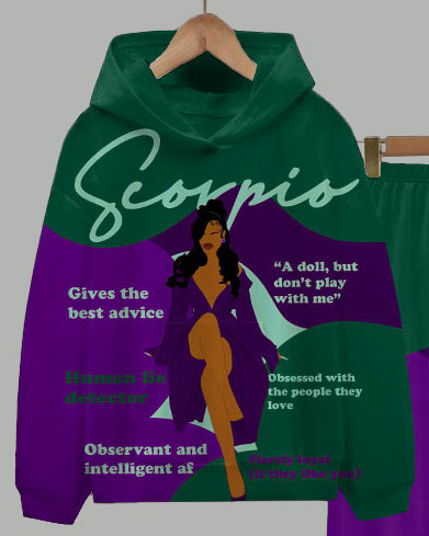 Scorpio Girly Season Long Sleeve Hoodie Two Pieces Set