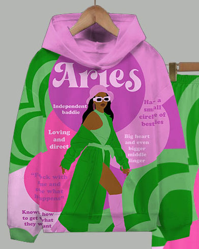 Aries Girly Season Long Sleeve Hoodie Two Pieces Set