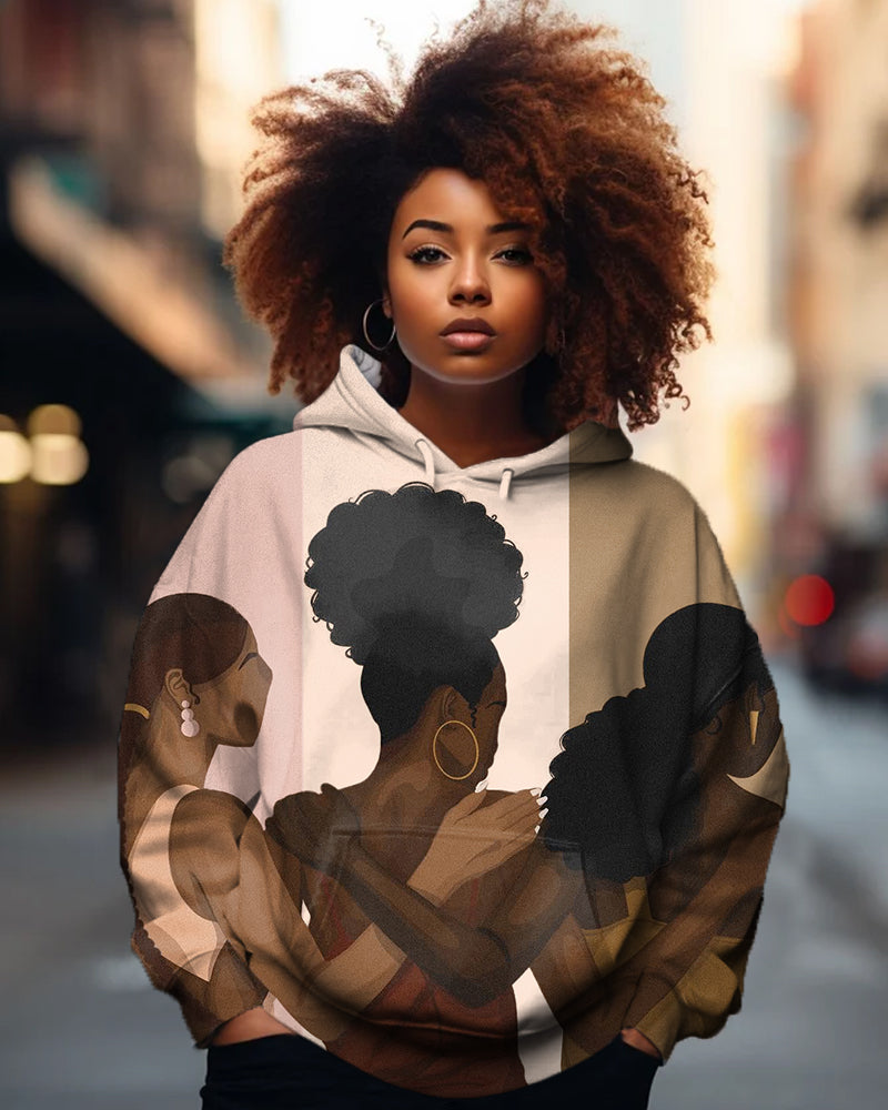 Black Girls Shoulder To Shoulder Printed Women's Hoodies