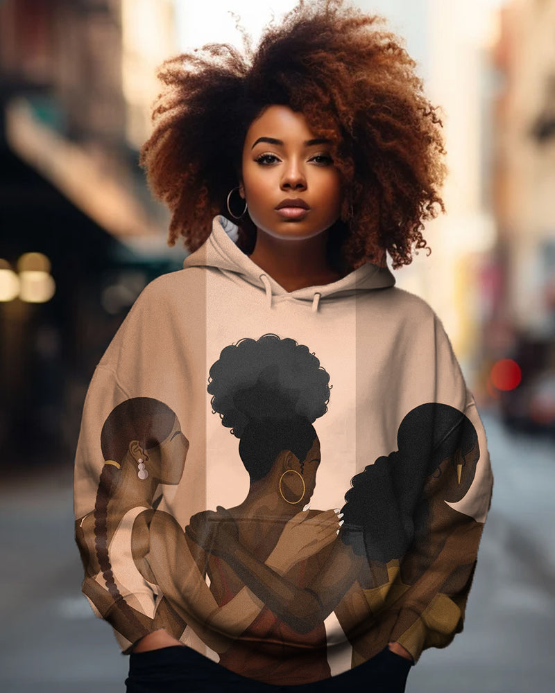 Black Girls Shoulder To Shoulder Printed Women's Hoodies