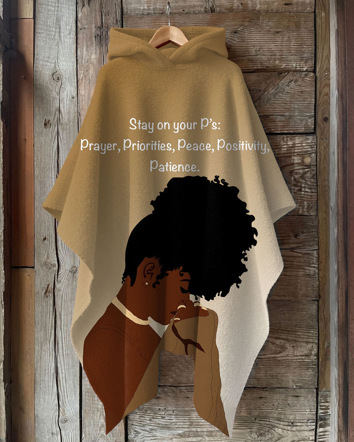 Stay On Your P's Hooded Warm Shawl Cape