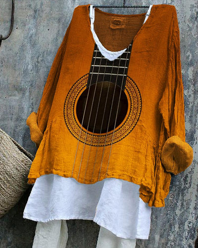 Guitar Inspired Flowy Linen Blend Tunic
