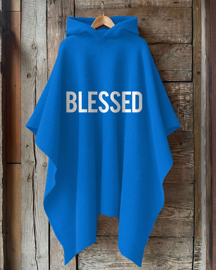 BLESSED Hooded Warm Shawl Cape