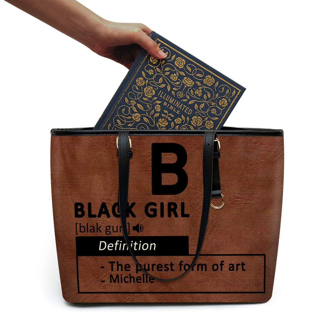 Black Girl & Melanin - Personalized Leather Totebag