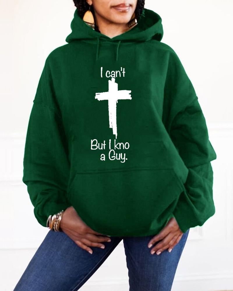 Women's Faith I Can't But I Know A Guy Pocket Long Sleeve Hoodie