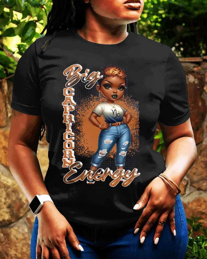 Big Capricorn Energy Black Girl Short Sleeve Tshirt