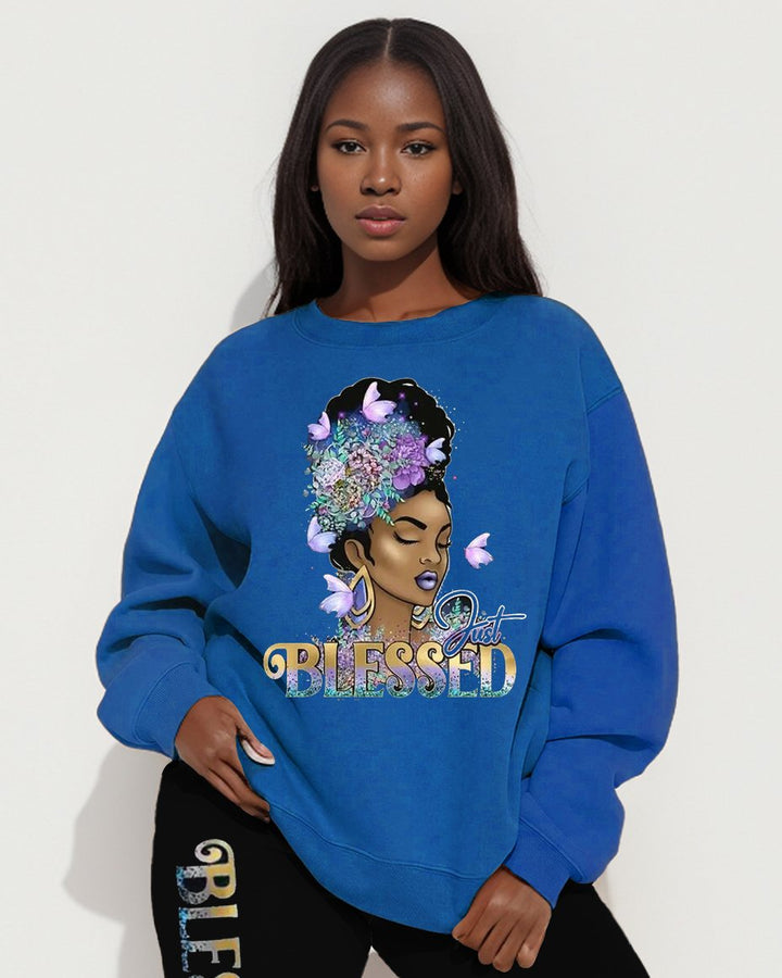 Black Girl Face Letters Print Sweatshirt Two Pieces Set