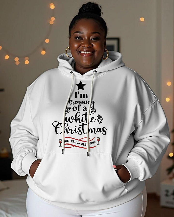 Women's Christmas Print Pocket Long Sleeve Hoodie