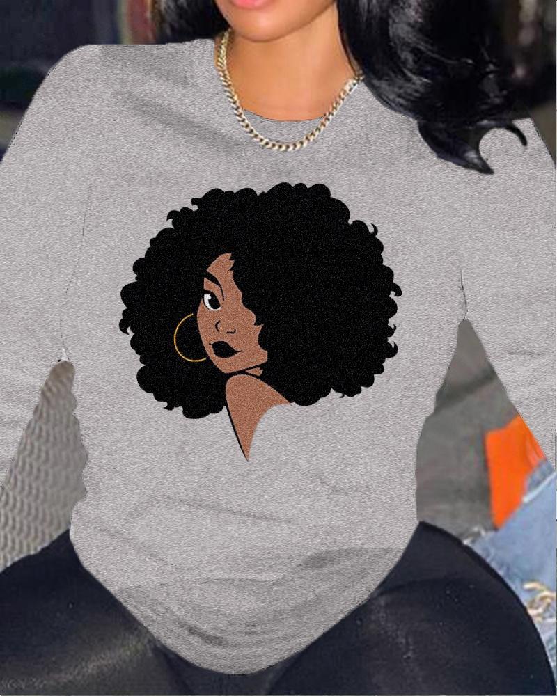 Afro Woman Earrings Long Sleeve T-shirt