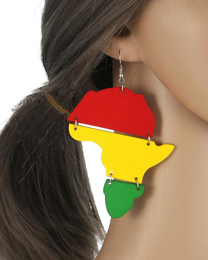 Multicolor Africa Map Earrings