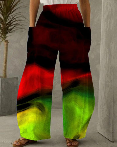 Black June Day Halo Dyed Light Printed Women's Pants