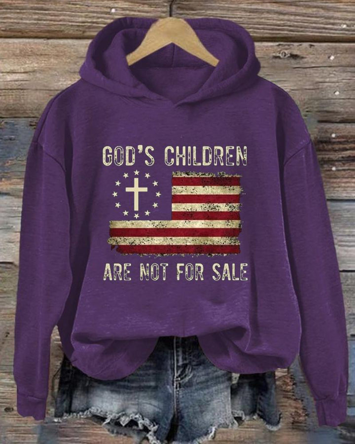 Women's Faith God'S Children Are Not For Sale  Long Sleeve Hoodie