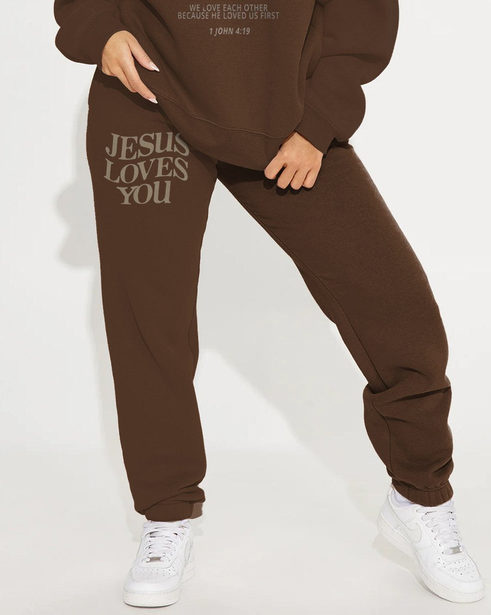 Jesus Loves You Crew Neck Sweatshirt Two Pieces Set