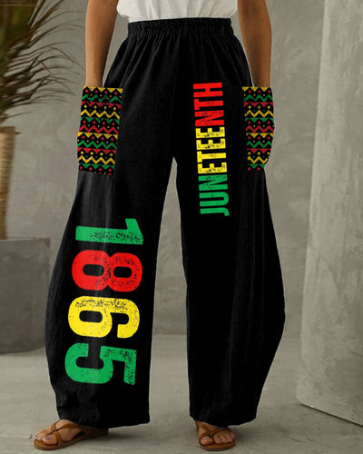 Juneteenth 1865 Patchwork Print Casual Pocket Trousers
