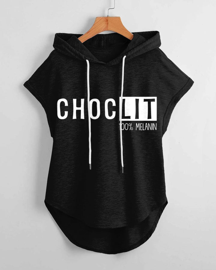 Choclit 100% Melanin Hem Drawstring Hooded Tee