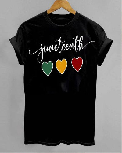 Juneteenth Love Print Women's Round Neck T-Shirt