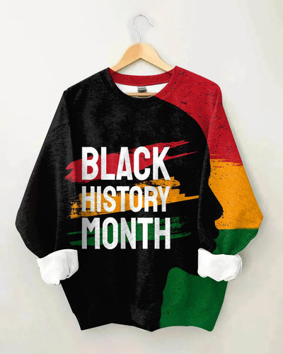 Black History Month Art Illustration Long Sleeve Sweatshirt