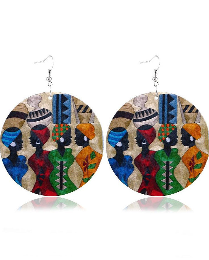 Painted African Women Earrings