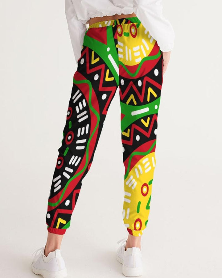 Contrasting color ethnic style personality casual printing ladies trousers