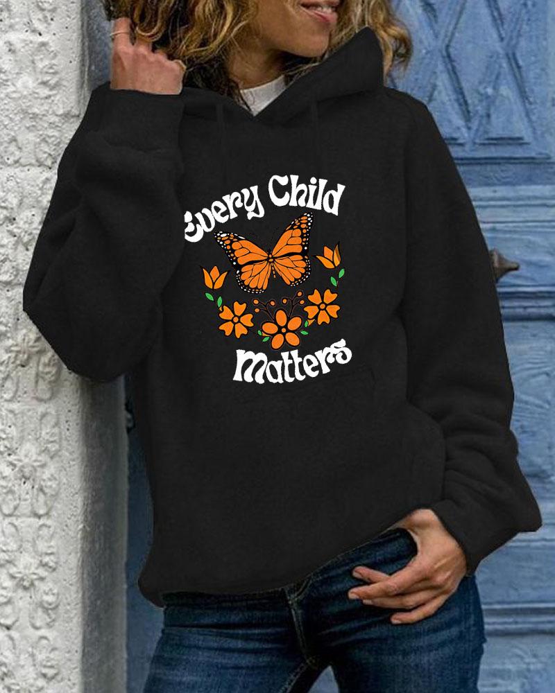 Women's Slogan  Every Child Matters With Pocket Long Sleeve Hoodie