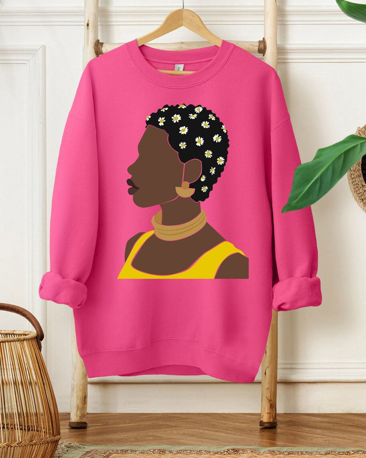 Afro Woman Black Queen Long Sleeve Sweatshirt