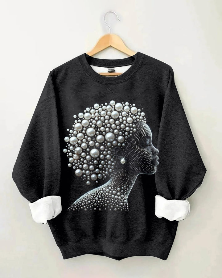 Full of Pearls Woman Cotton Long Sleeve Sweatshirt