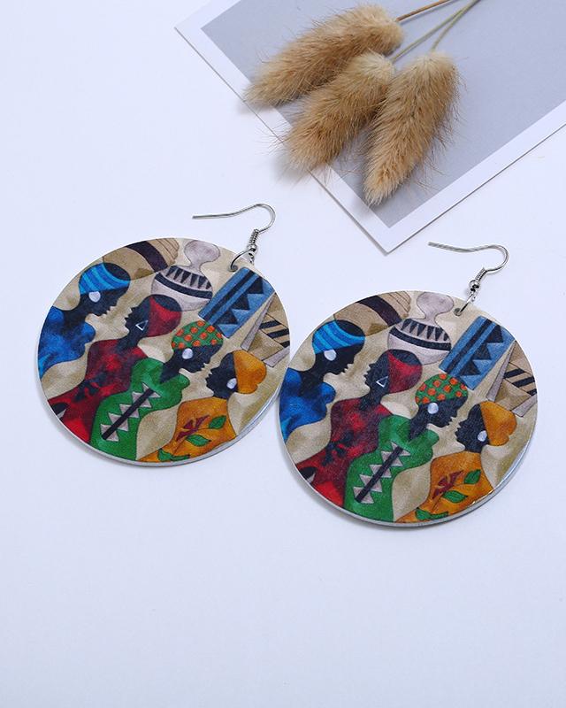 Painted African Women Earrings