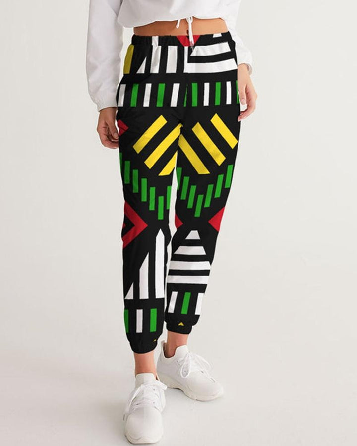 Contrasting color ethnic style casual printing ladies trousers