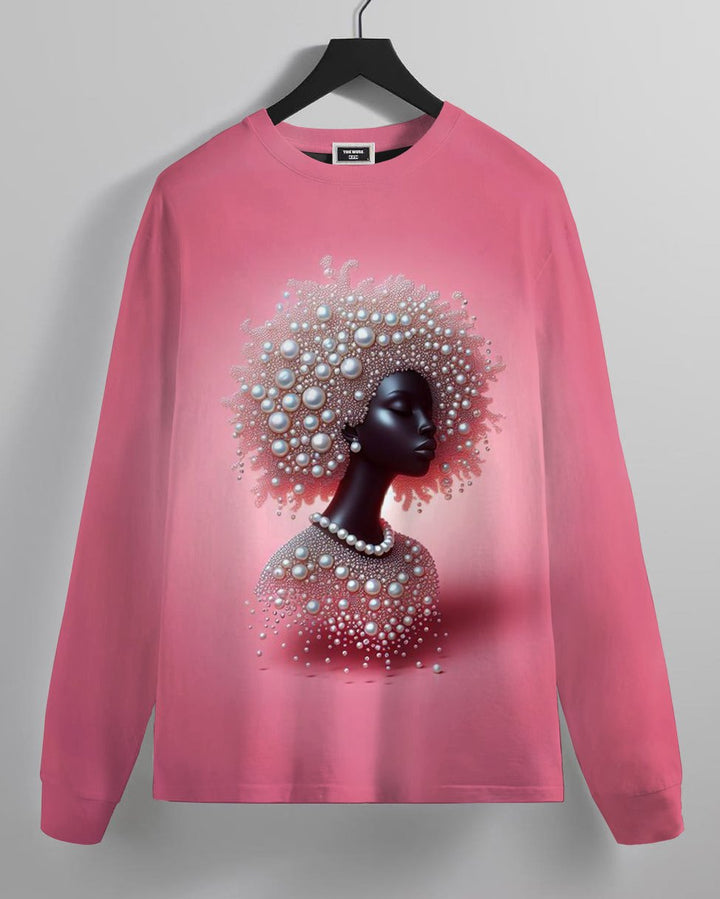 Pink Pearl Girl Cotton Crew Neck Long Sleeve T-shirt