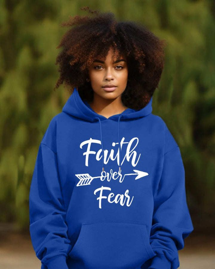 Faith Over Fair Print Long Sleeve Hoodie