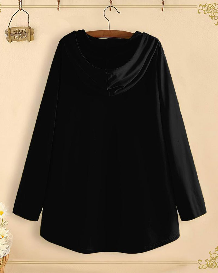 Shiny Black Girl Long-Sleeved with Loose Hem Hoodie（Printed style, not rhinestones）