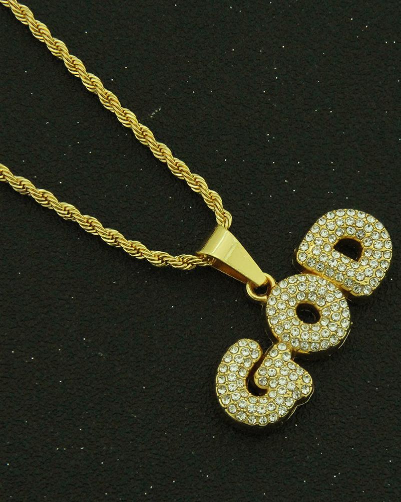 Gold Diamond God Necklace