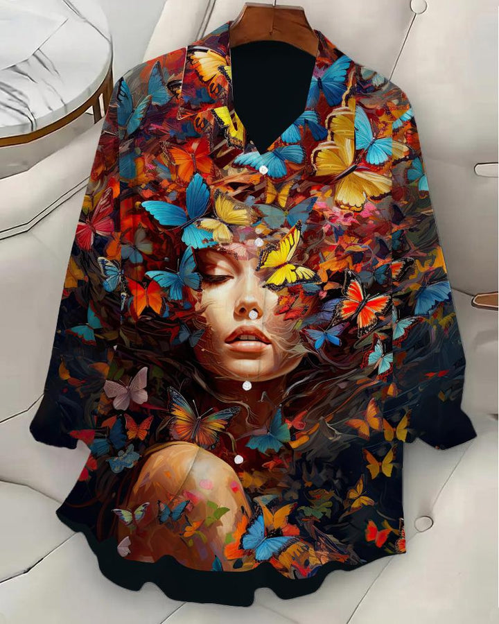 Women's Butterfly Art Portrait Shirts