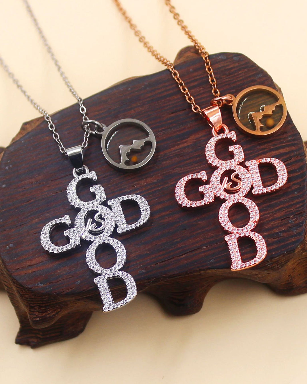 GOD IS GOOD Inlaid with Zircon Necklace