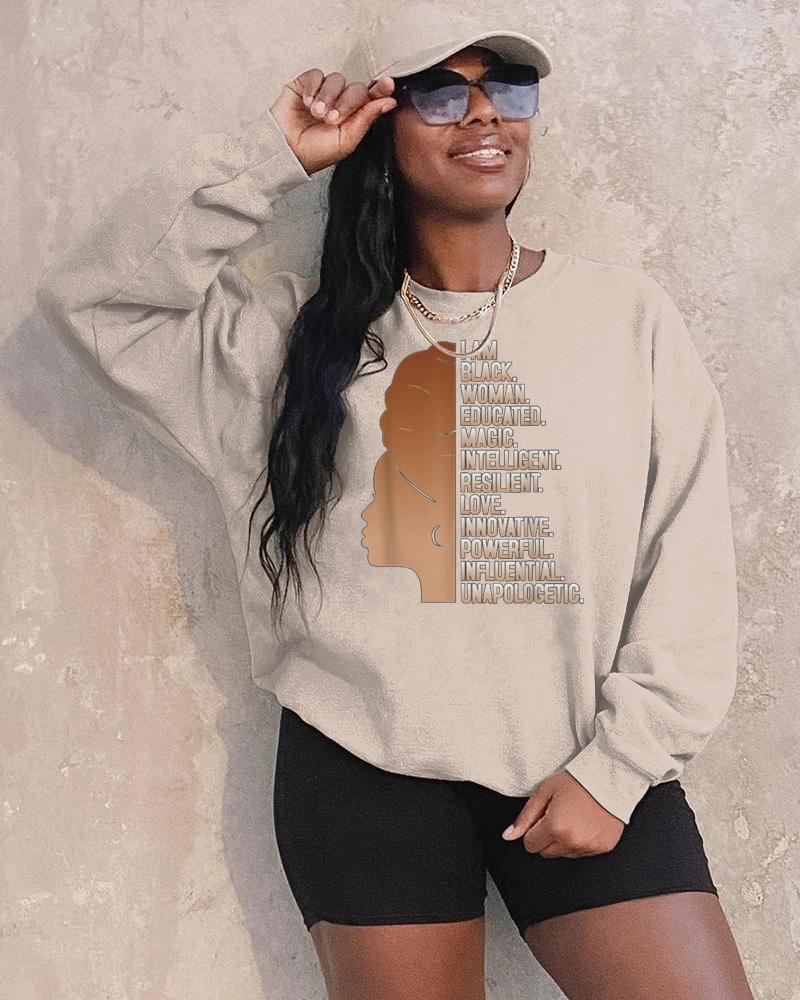 I Am Black Women Long Sleeve Crewneck Sweatshirt