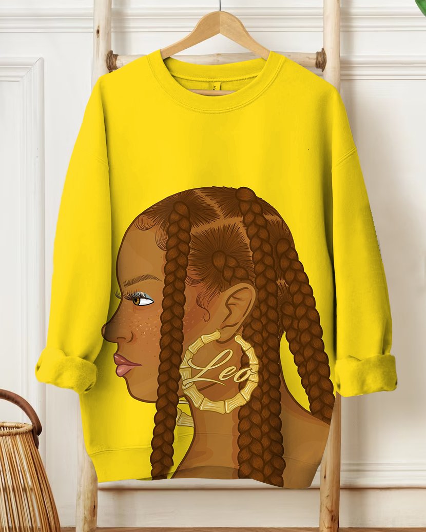 Leo Earring Girl Unisex Long Sleeve Sweatshirt