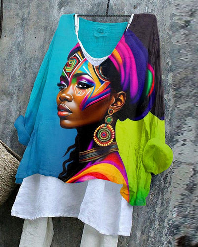 Watercolor Tribal Women Girl Matters Woman Line Blend Flowy Tunic