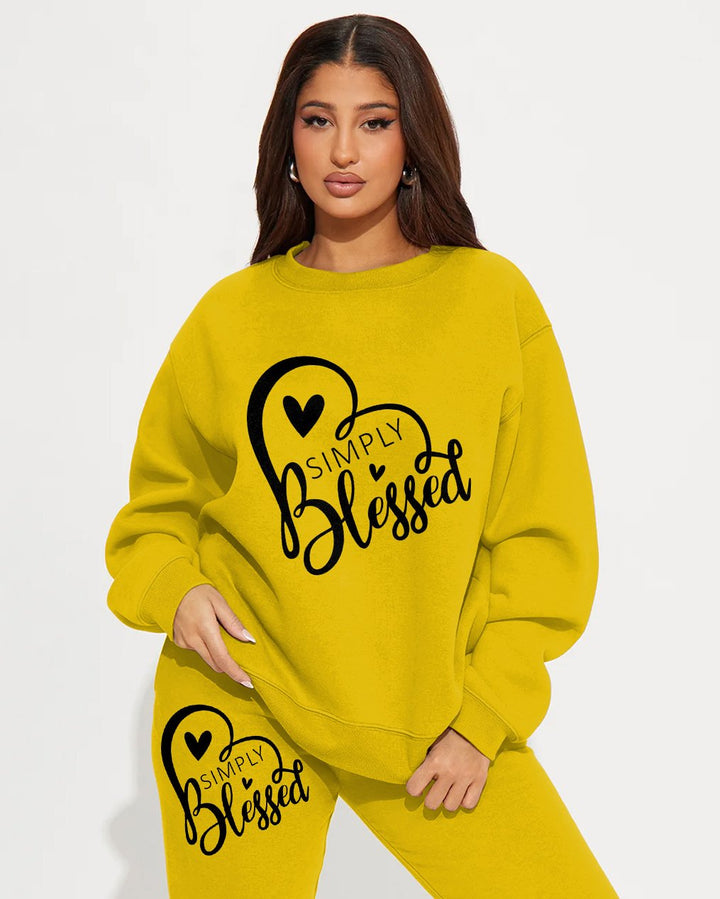 Christian Simply Blessed Crew Neck Sweatshirt Two Pieces Set