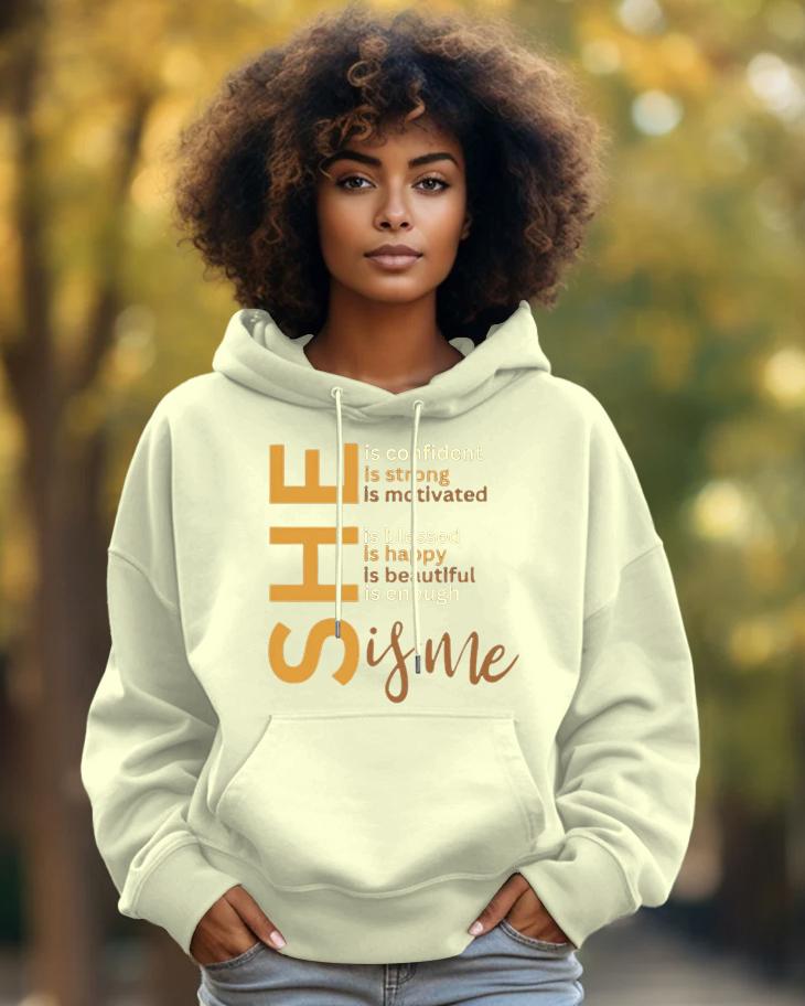 Cotton-She Is Me Print Fashion Daily Long Sleeve Hoodie