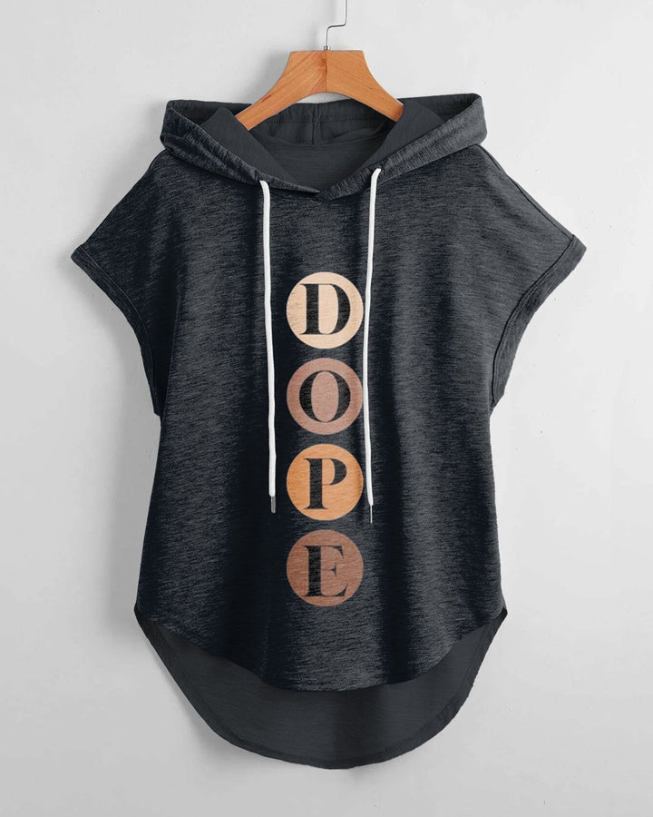 Dope High Low Hem Drawstring Hooded Tee