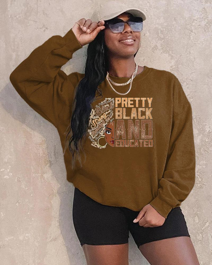 Pretty Black Long Sleeve Crewneck Sweatshirt