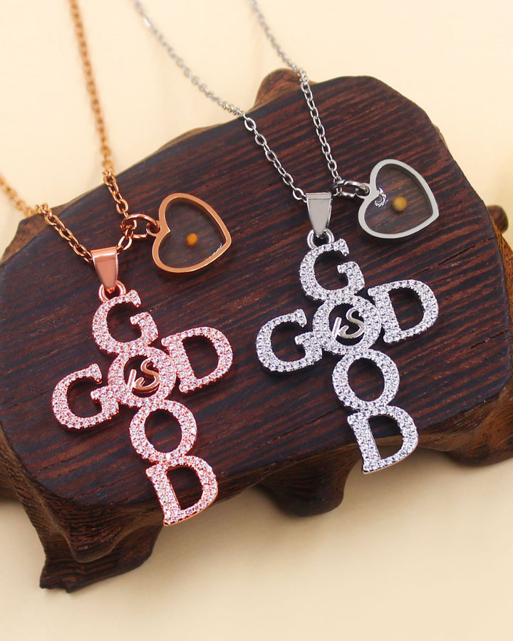 GOD IS GOOD Inlaid with Zircon Necklace