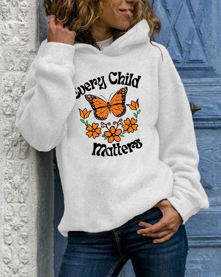 Women's Slogan  Every Child Matters With Pocket Long Sleeve Hoodie