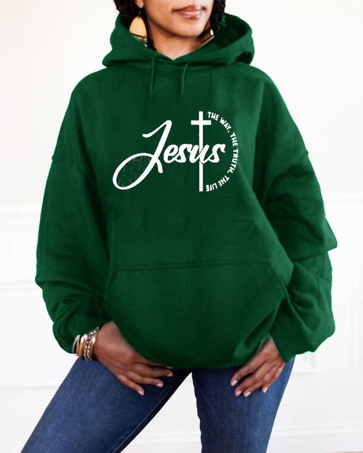 Women's Faith Jesus The Way The Truth The Life Pocket Long Sleeve Hoodie