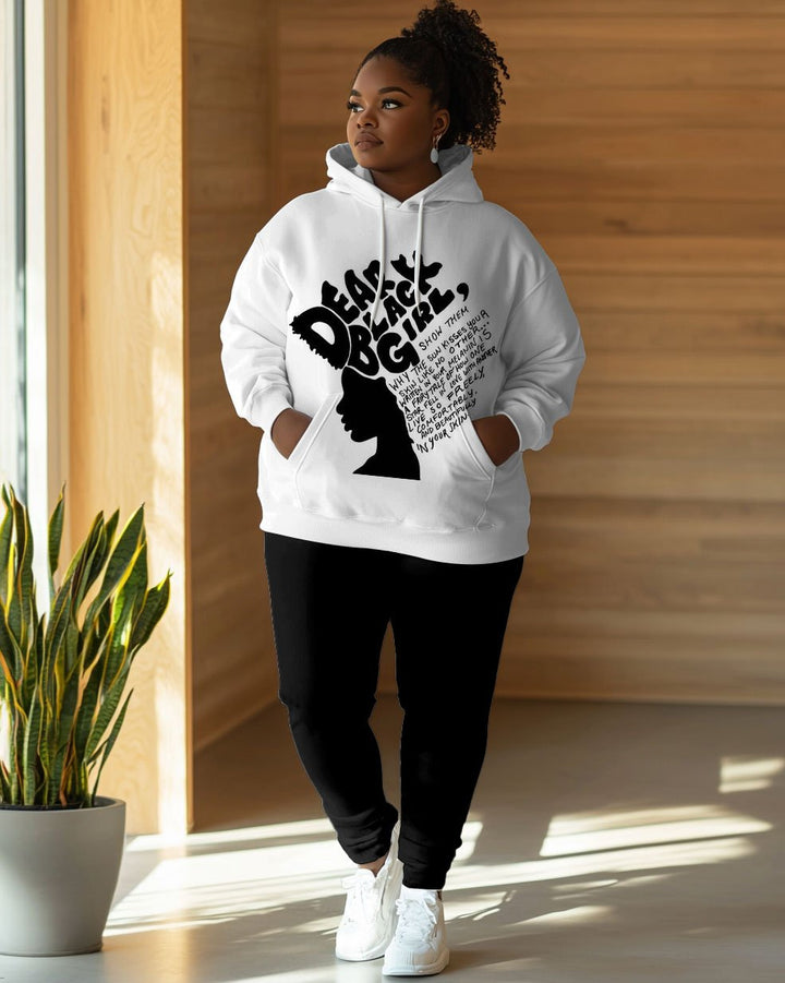 Dear Black Girl Show Them Why The Sun Kisses Your Skin Like No Others Print Long Sleeve Hoodie Two Pieces Set