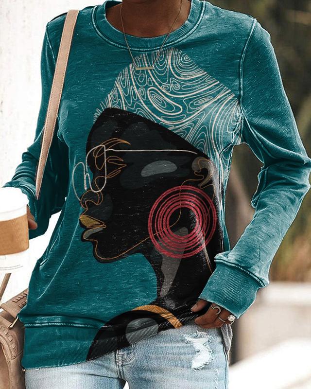 Black Women Red Earrings Art Print Unisex Sweatshirt