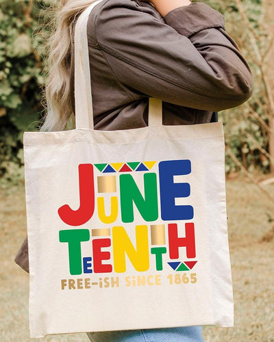 Juneteenth Letter Fashion Print Canvas Bag