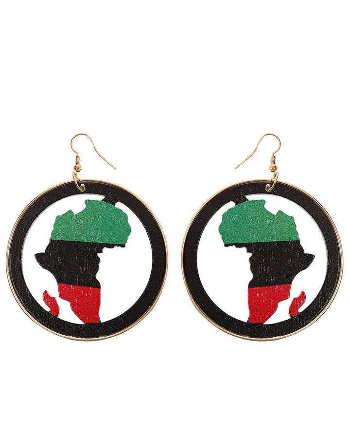 Round Africa Map Earrings