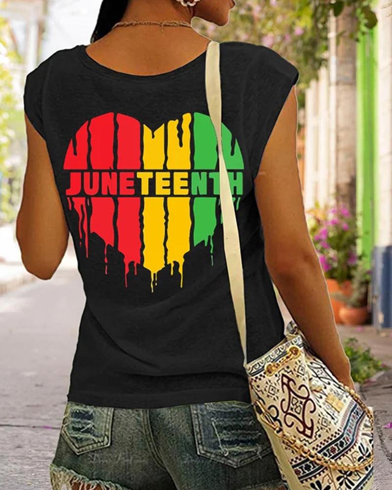 Juneteenth Love Print Sleeveless Ladies Casual Vest