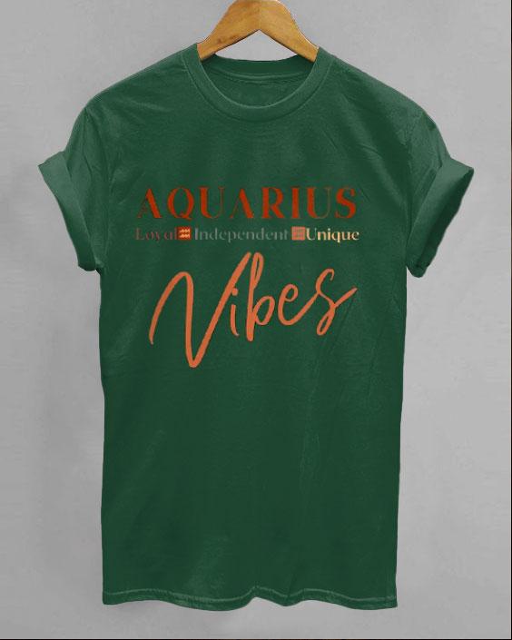 Aquarius Vibes Letter Crew Neck Unisex Short Sleeve Tshirt